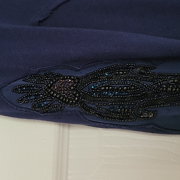 NEW ROMANTICS  Navy dress with embellished sleeves and front of dress. SIZE XS - Picture 7 of 13